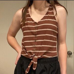 American Eagle Outfitters Brown Striped Tank Top